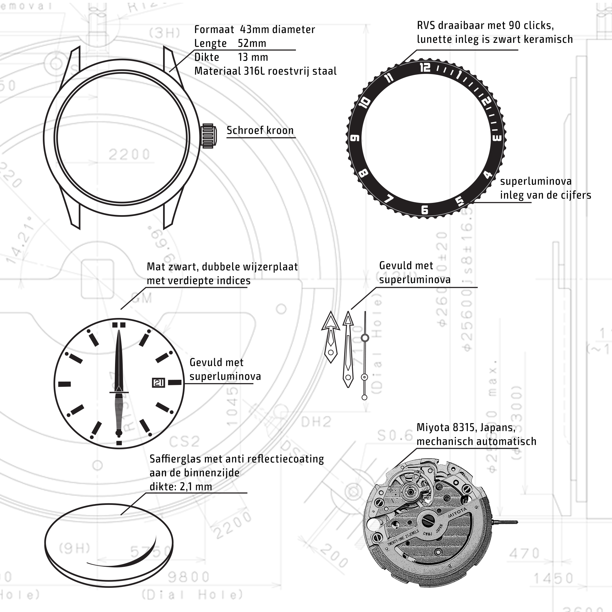 Commando horloge Japanse Automaat