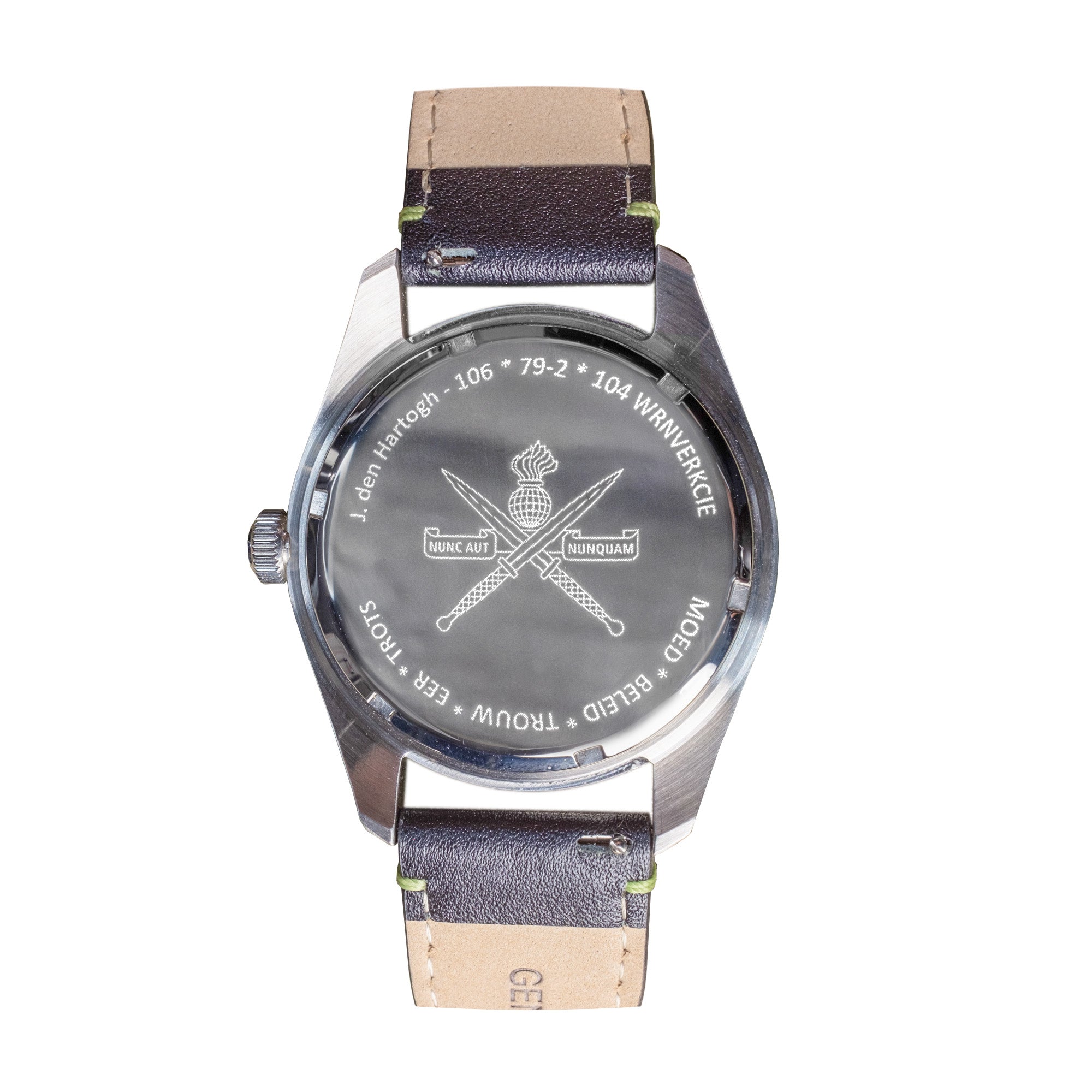 Commando-Horloge quartz achterzijde met personalisatie