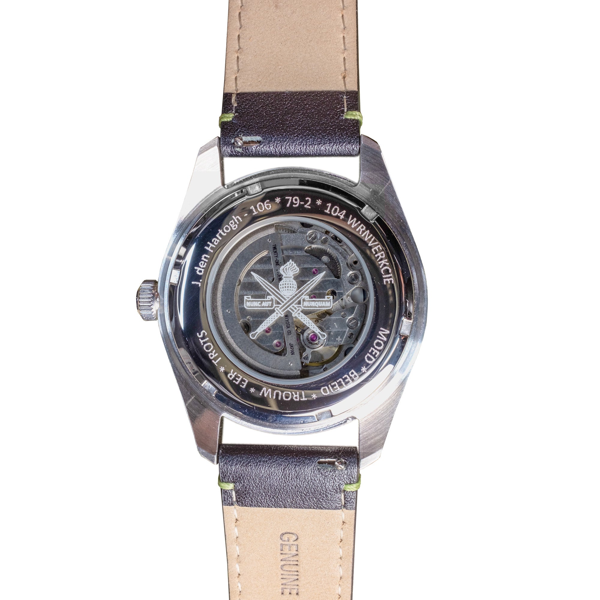 Commanmdo-horloge achterzijde met personalisatie